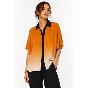 Josh Goot Ombre Silk Blouse Orange Black Gradient Designer Top Oversized 6